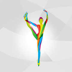 Multicolor silhouette of ice skating girl © kluva