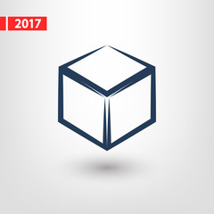 3d cube logo design icon, vector illustration. Flat design style