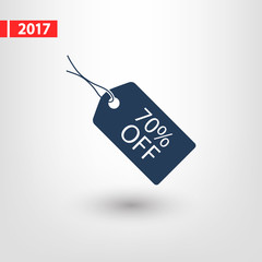 70% OFF tag icon, vector illustration. Flat design style 