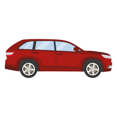 Plakat Car vector template on white background. Hatchback isolated. flat style, business design, red hatchback crossover car