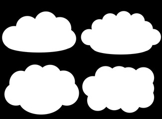 Cloud vector icons isolated over black background