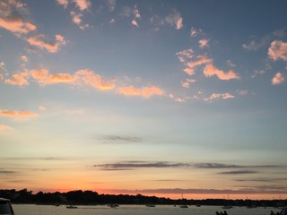 Sunset over the water