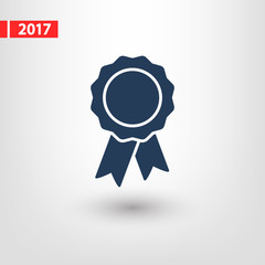 badge with ribbons icon, vector illustration. Flat design style