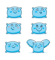 Set of cute cartoon pillows. I Hand drawing isolated objects on white background. Vector illustration.