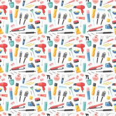 Hairdresser seamless pattern vector.