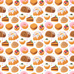 Cookie seamless pattern vector.