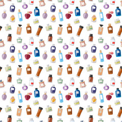 Perfume bottle seamless pattern.