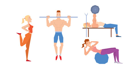 Fototapeta na wymiar Cartoon sport gym people vector.