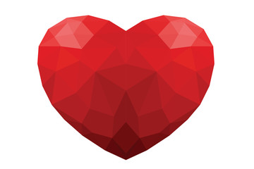 Red Polygon Heart Isolated white background 