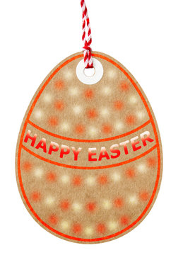 Happy Easter Egg Shaped Gift Tag With String