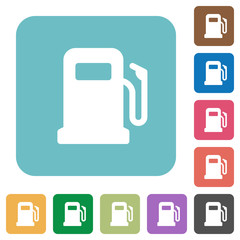 Obraz premium Gas station rounded square flat icons