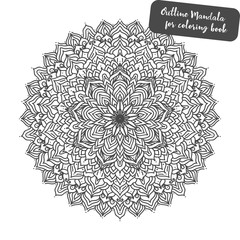 Outline Mandala for coloring book.