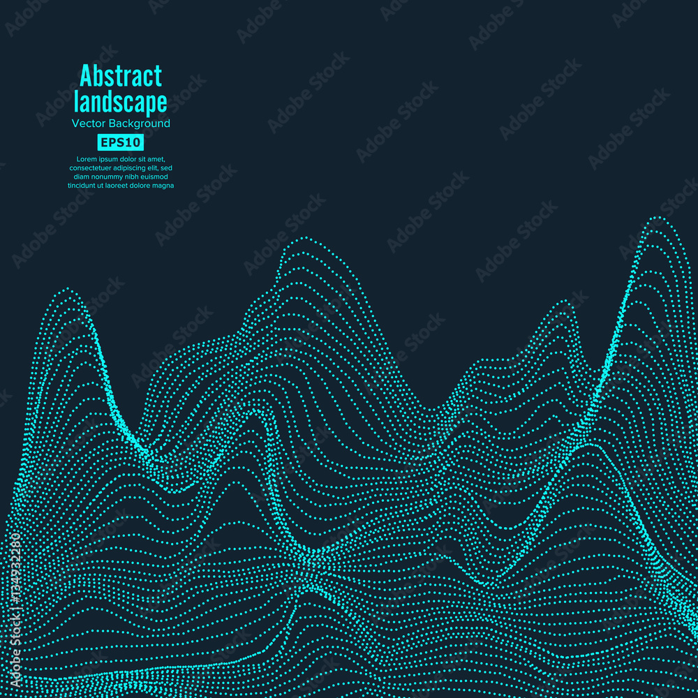 Aufkleber abstract landscape background. cyberspace with dynamic particles. vector illustration
