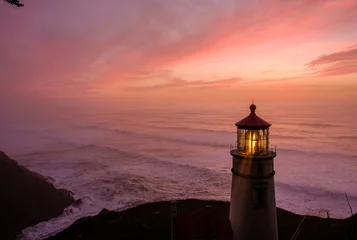 Fototapete Leuchtturm Heceta Head Lighthouse bei Sonnenuntergang, erbaut 1892