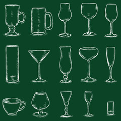Vector Set of Sketch Stemware