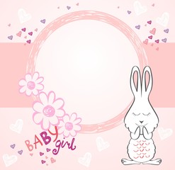 Cute hand drawn frame with cartoon bunny