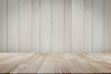 Wooden floor or wooden table with wooden wall for background.