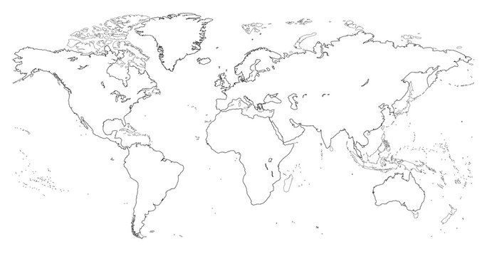 vector high detailed outline of world map