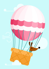 Dog in balloon - vector