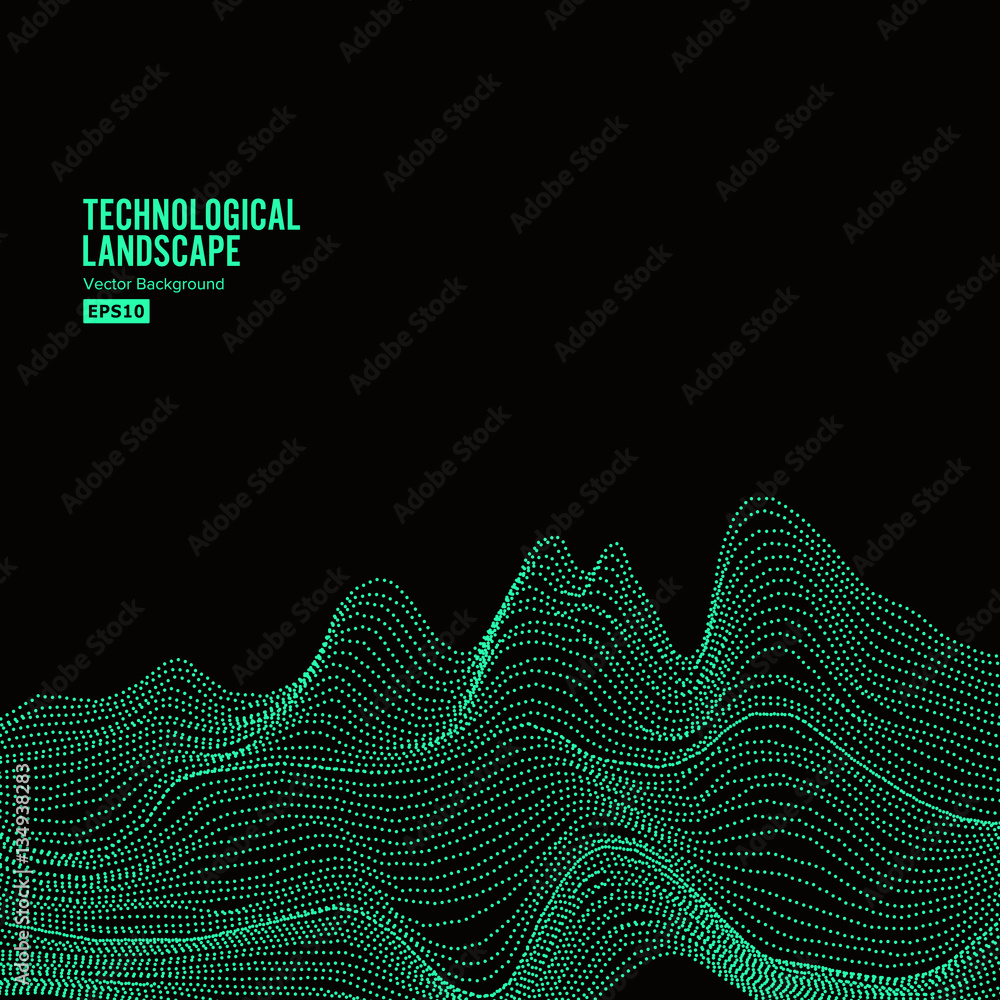 Aufkleber abstract landscape background. array with dynamic particles. vector illustration