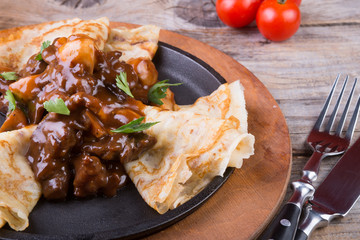 Pancakes with mushrooms