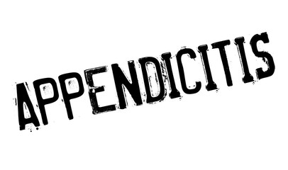 Appendicitis rubber stamp. Grunge design with dust scratches. Effects can be easily removed for a clean, crisp look. Color is easily changed.