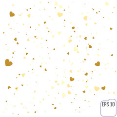Vector Gold confetti background with hearts