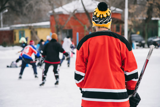 Hockey fans gathered at the stadium to play