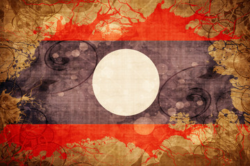 Grunge vintage Laos flag