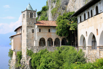 Fototapeta na wymiar Abbey Santa Caterina del Sasso at the Lake Maggiore in Italy