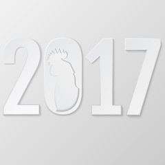 Vector Rooster Paper Cut Illustration - 2017 - Design for calend