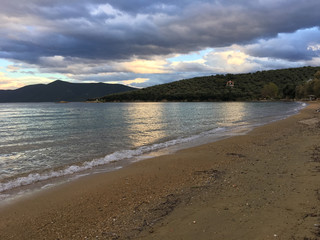 The beach during sunset