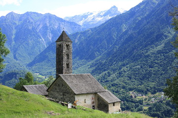 San Carlo di Negrentino Church in the Blenio Valley, Tessin, Switzerland