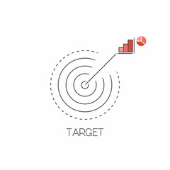 Target, goal line icon in restrained colors. Vector illustration