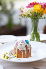 Traditional easter cake at restaurant table