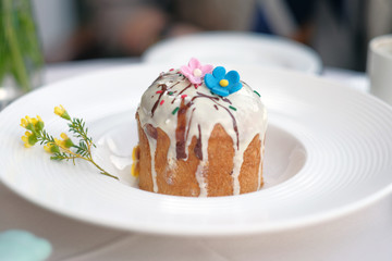 Traditional easter cake at restaurant table