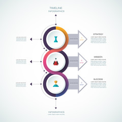 Vector infographics timeline design template with 3D paper label, integrated circles background. Blank space for content, business, infographic, diagram, flowchart, diagram, time line or steps process