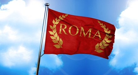 roma laurel wreath flag, 3D rendering