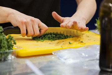 chopping parsley