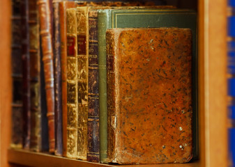 Old books on a shelf