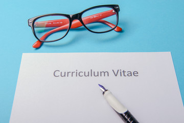 Curriculum vitae written on an blank white paper