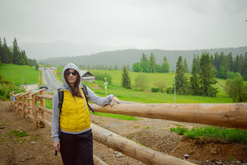 woman hiker hiking on trail