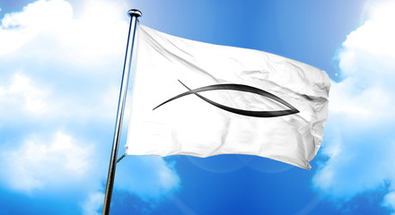 Christian fish symbol flag, 3D rendering