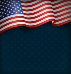 Wavy USA National Flag on Blue