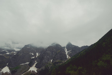 Obraz premium Foggy mountain in summer morning