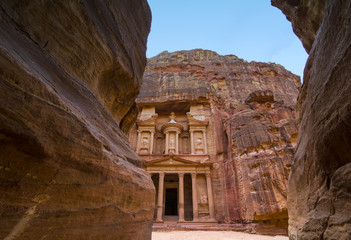 Ancient abandoned rock city of Petra in Jordan tourist attraction 