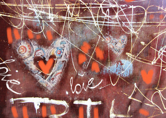Concept grunge heart. Hand drawn. Abstract vintage valentine background with grunge texture.Poster. Love background