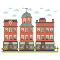 Fototapeta premium Bakery shop building facade set