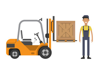  forklift truck flat vector illustration