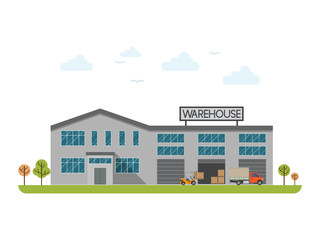Warehouse building flat icon
